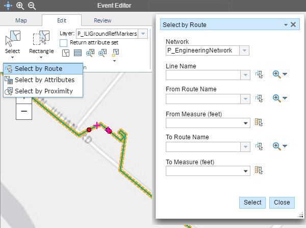 Selecting events by route Selecting events by route